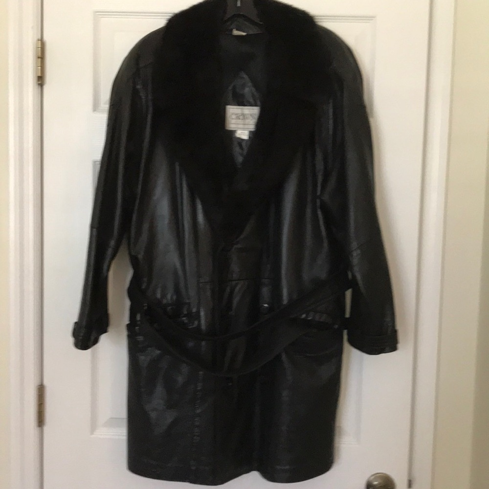 Vintage Canadian Crown leather jacket, mink collar
